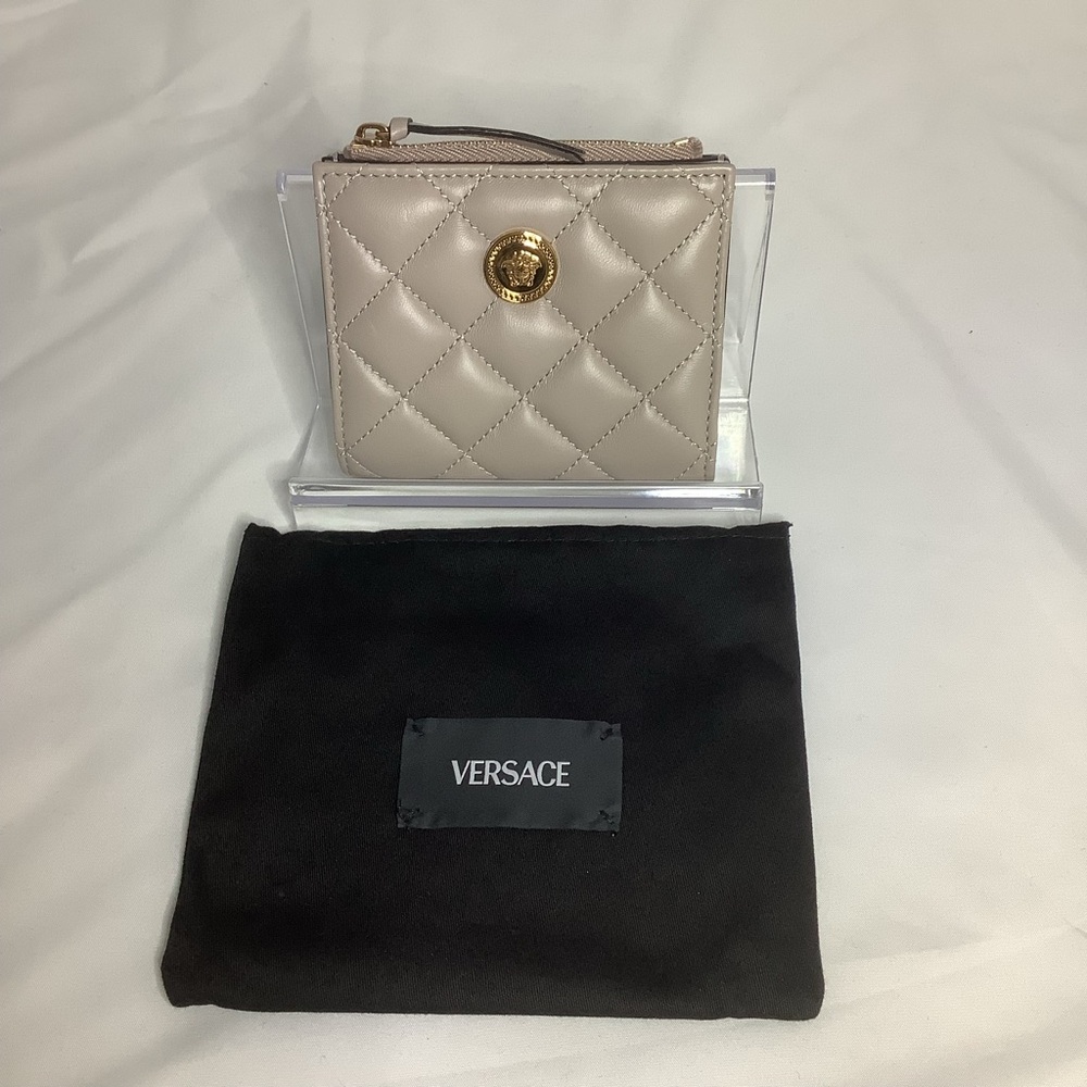 Versace Quilted Medusa Wallet Taupe